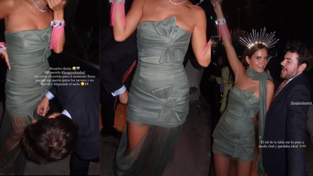 María Pombo cortando su vestido | Instagram